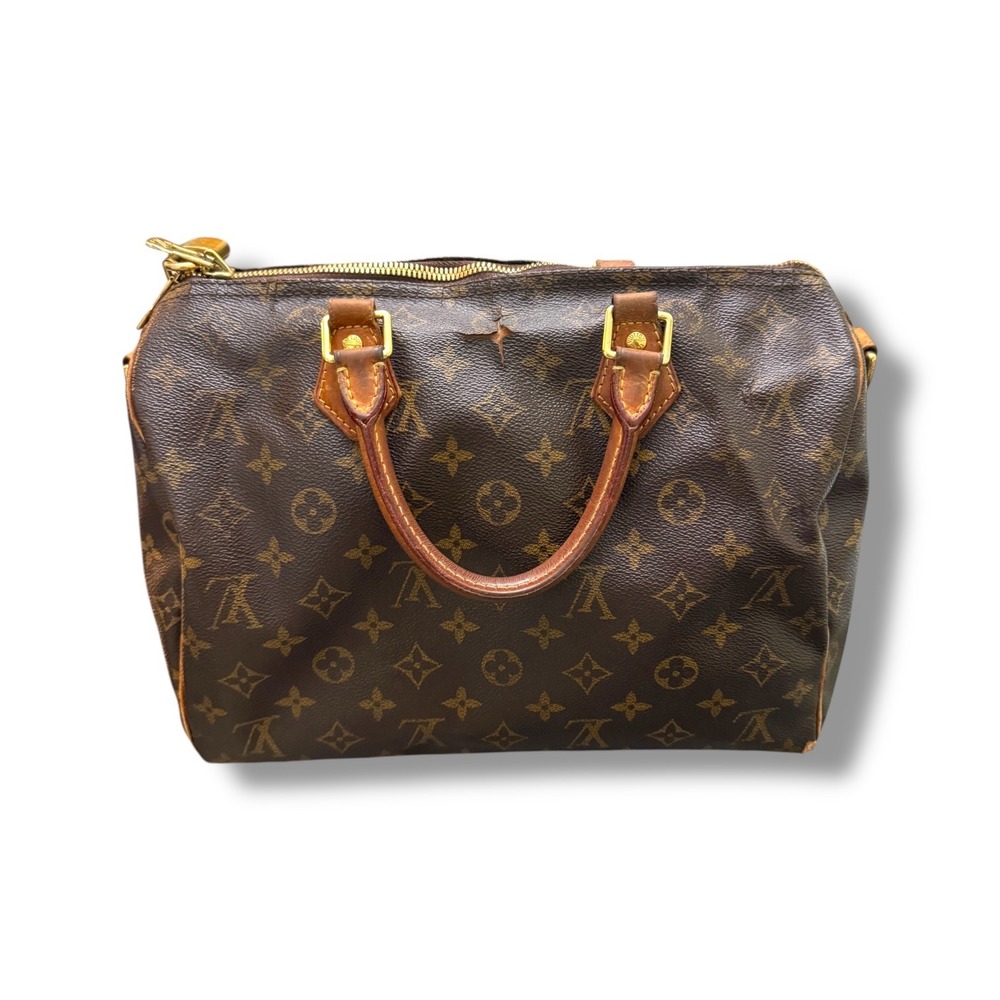 Louis Vuitton Speedy 30 Monogram Canvas Handbag Brown Satchel Classic - Picture 2 of 16